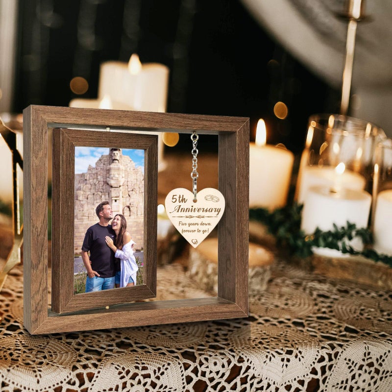 EYITUPC 5 Year Anniversary Picture Frame Gifts  Wood Wedding Anniversary Frame for Wife Men Husband - Image 4